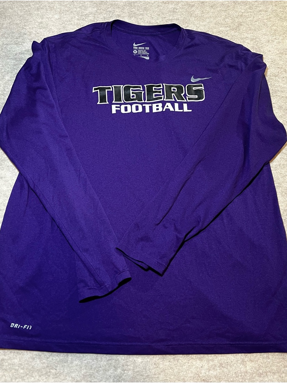 Nike Purple Tigers Football Long-Sleeve Dri-FIT Tee
